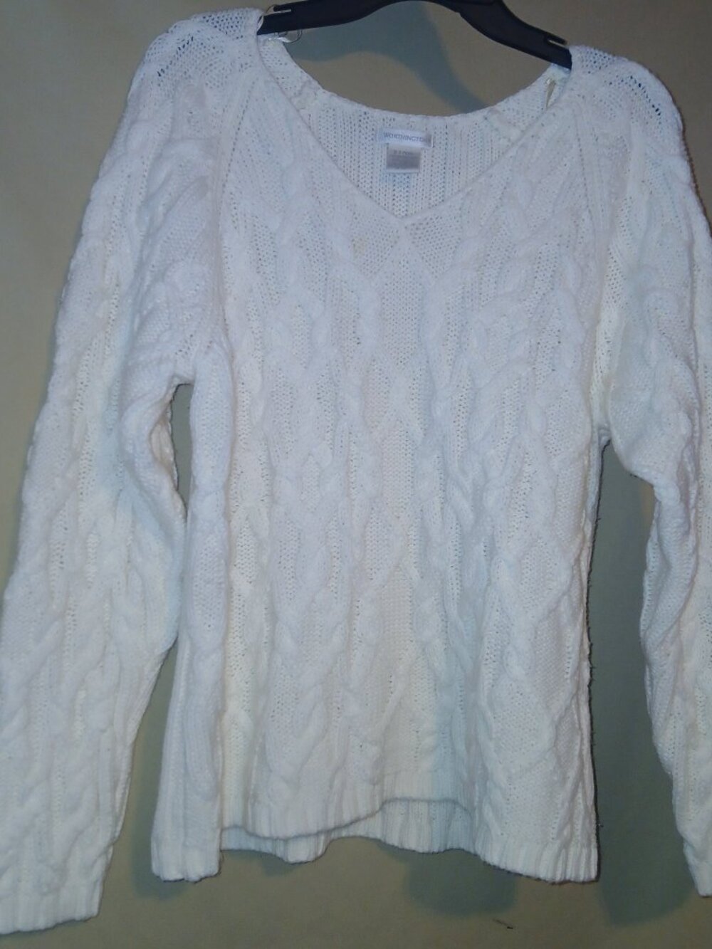 Worthington White Cable-Knit Sweater Womens XL